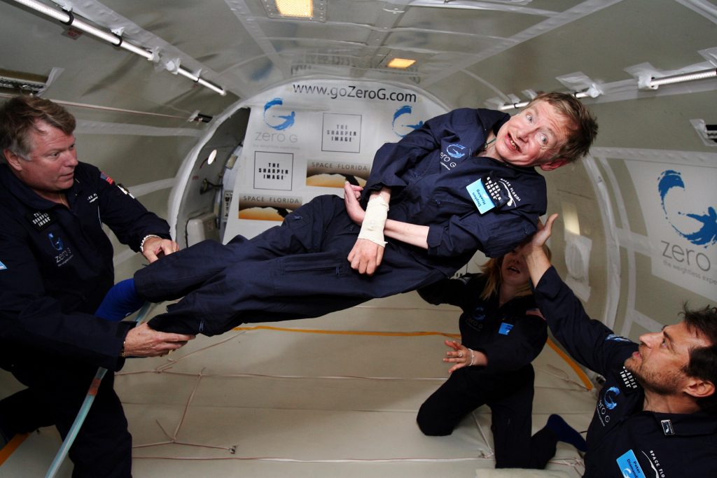 Stephen Hawking in Zero Gravity (NASA Photo)